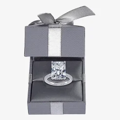 (F-G /Vs2-Si1) Womens 2 1/4 CT. T.W. Lab Grown White Diamond 14K Gold Rectangular Side Stone Engagement Ring