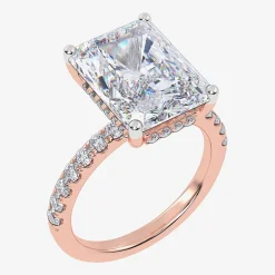 (F-G /Vs2-Si1) Womens 2 1/4 CT. T.W. Lab Grown White Diamond 14K Gold Rectangular Side Stone Engagement Ring