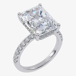 (F-G /Vs2-Si1) Womens 2 1/4 CT. T.W. Lab Grown White Diamond 14K Gold Rectangular Side Stone Engagement Ring