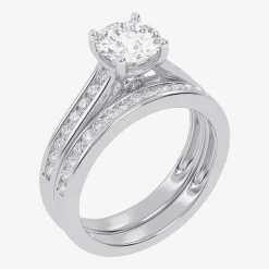 (F-G /Vs2-Si1) Womens 2 1/2 CT. T.W. Lab Grown White Diamond 10K Gold Round Side Stone Bridal Set