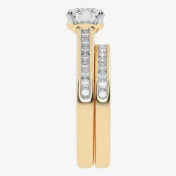 (F-G /Vs2-Si1) Womens 2 1/2 CT. T.W. Lab Grown White Diamond 10K Gold Round Side Stone Bridal Set