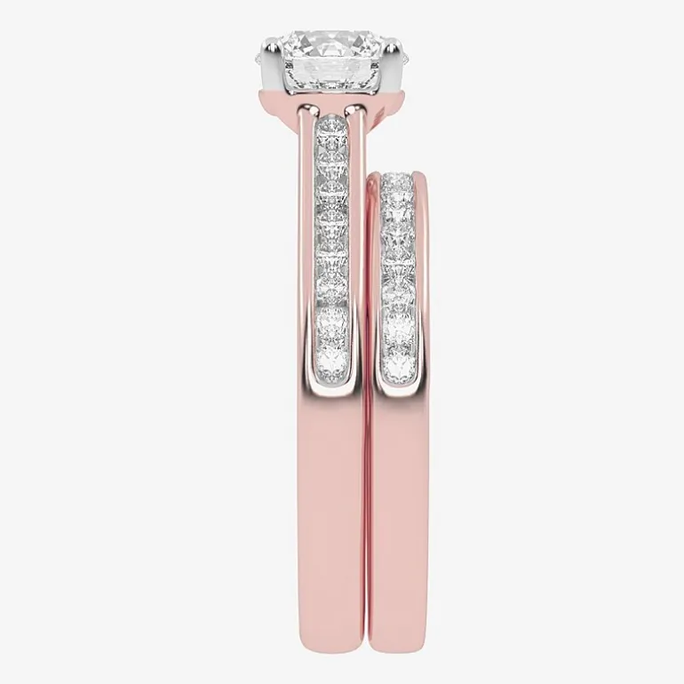 (F-G /Vs2-Si1) Womens 2 1/2 CT. T.W. Lab Grown White Diamond 10K Gold Round Side Stone Bridal Set