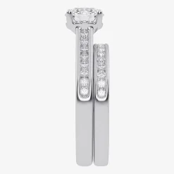 (F-G /Vs2-Si1) Womens 2 1/2 CT. T.W. Lab Grown White Diamond 10K Gold Round Side Stone Bridal Set