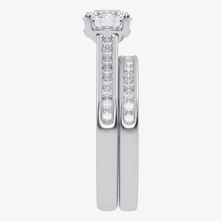(F-G /Vs2-Si1) Womens 2 1/2 CT. T.W. Lab Grown White Diamond 10K Gold Round Side Stone Bridal Set