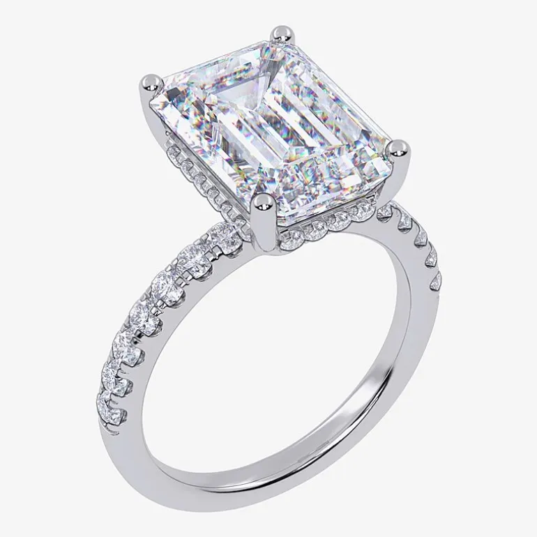 (F-G /Vs2-Si1) Womens 10 1/2 Ct. T.W. Lab Grown White Diamond 14K Gold Side Stone Engagement Ring