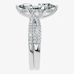 (F-G/ Vs2-Si1) Womens 3 1/2 CT. T.W Lab Grown White Diamond 10K Gold Marquise Side Stone Bridal Set
