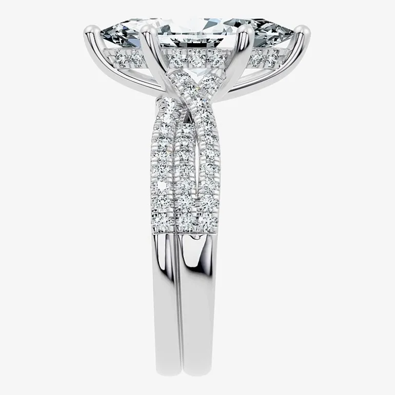 (F-G/ Vs2-Si1) Womens 3 1/2 CT. T.W Lab Grown White Diamond 10K Gold Marquise Side Stone Bridal Set