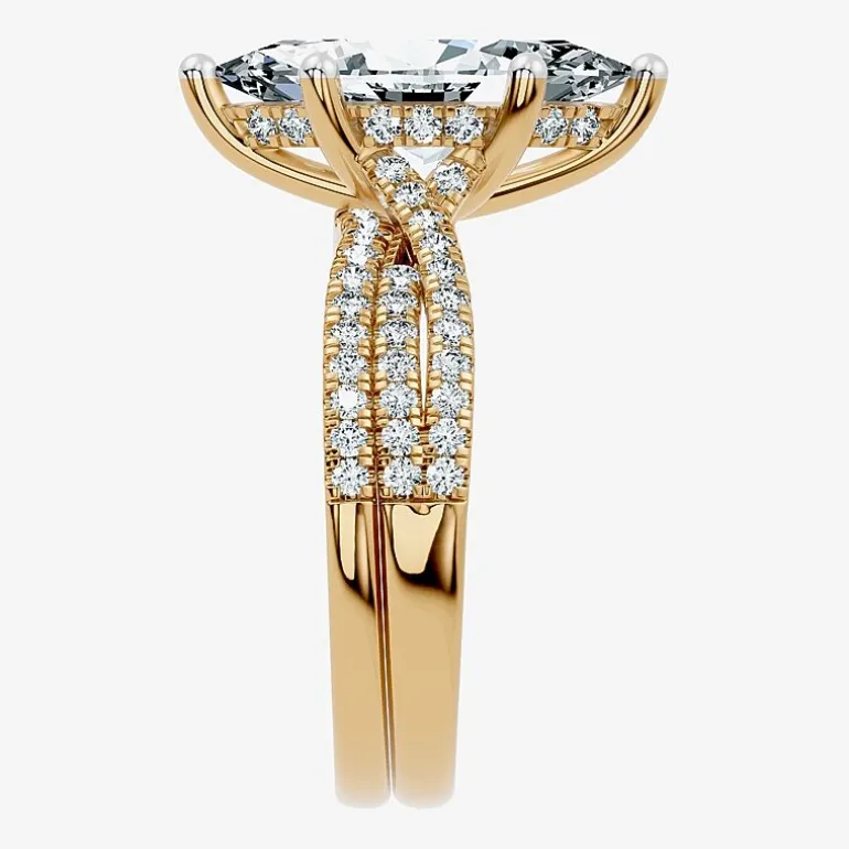 (F-G/ Vs2-Si1) Womens 3 1/2 CT. T.W Lab Grown White Diamond 10K Gold Marquise Side Stone Bridal Set