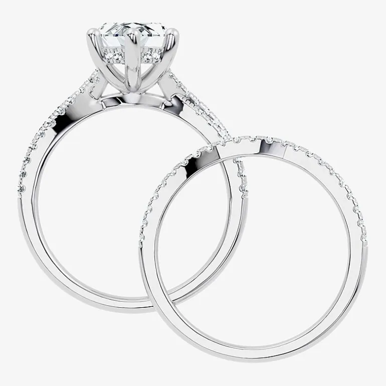 (F-G/ Vs2-Si1) Womens 3 1/2 CT. T.W Lab Grown White Diamond 10K Gold Marquise Side Stone Bridal Set