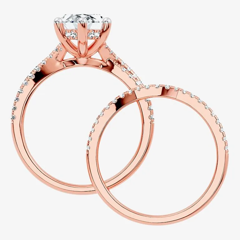 (F-G/ Vs2-Si1) Womens 3 1/2 CT. T.W Lab Grown White Diamond 10K Gold Marquise Side Stone Bridal Set