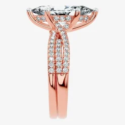 (F-G/ Vs2-Si1) Womens 3 1/2 CT. T.W Lab Grown White Diamond 10K Gold Marquise Side Stone Bridal Set