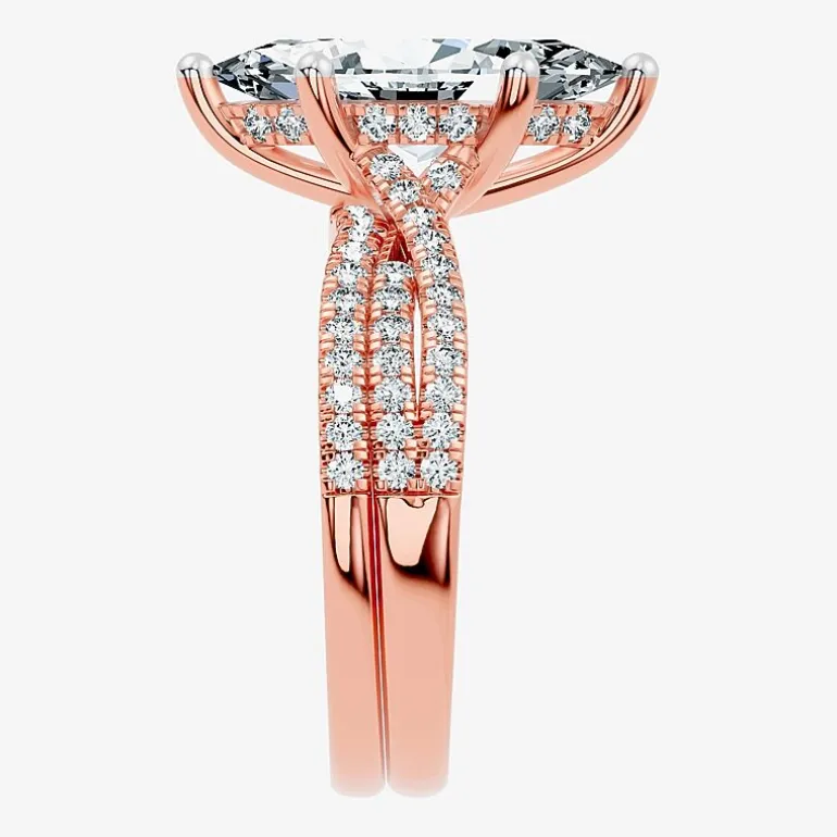(F-G/ Vs2-Si1) Womens 3 1/2 CT. T.W Lab Grown White Diamond 10K Gold Marquise Side Stone Bridal Set