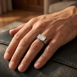 (F-G /Vs1-Vs2) Mens 3 CT. Lab Grown White Diamond 14K Gold Solitaire Engagement Ring