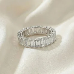 (F-G /Vs1-Vs2) Unisex Adult 5MM 6 CT. T.W. Lab Grown White Diamond 14K Gold Eternity Wedding Band