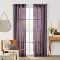 Fieldcrest Arden Solid Cotton Grommet Top Sheer Single Curtain Panel