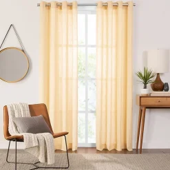 Fieldcrest Arden Solid Cotton Grommet Top Sheer Single Curtain Panel