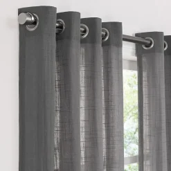 Fieldcrest Arden Solid Cotton Grommet Top Sheer Single Curtain Panel