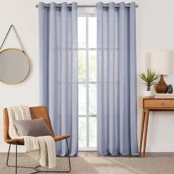 Fieldcrest Arden Solid Cotton Grommet Top Sheer Single Curtain Panel