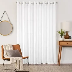 Fieldcrest Arden Solid Cotton Grommet Top Sheer Single Curtain Panel