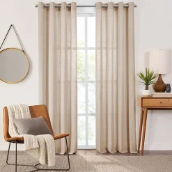 Fieldcrest Arden Solid Cotton Grommet Top Sheer Single Curtain Panel