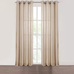 Fieldcrest Arden Solid Cotton Grommet Top Sheer Single Curtain Panel