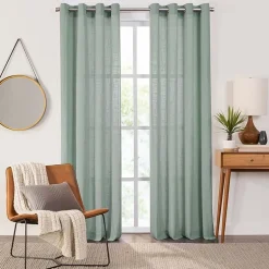 Fieldcrest Arden Solid Cotton Grommet Top Sheer Single Curtain Panel
