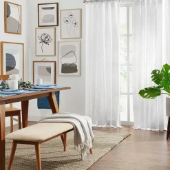 Fieldcrest Arden Solid Cotton Grommet Top Sheer Single Curtain Panel