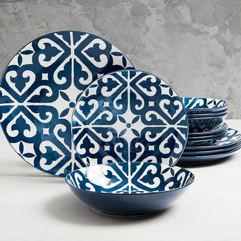 Fieldcrest Atlas Medallion 12-pc. Stoneware Dinnerware Set