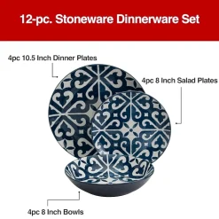 Fieldcrest Atlas Medallion 12-pc. Stoneware Dinnerware Set