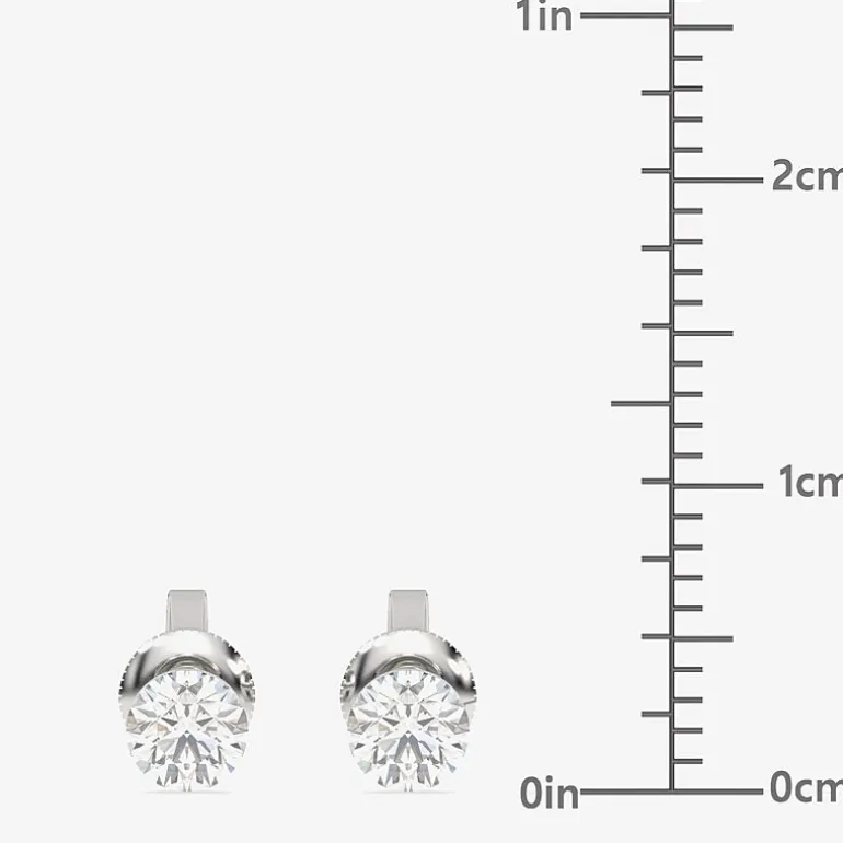 Floating Diamonds (F / Vs2) 1/2 CT. T.W. Lab Grown White Diamond 14K Gold 4.2mm Round Stud Earrings