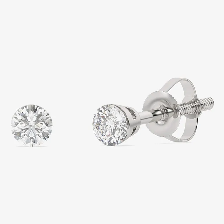 Floating Diamonds (F / Vs2) 1/2 CT. T.W. Lab Grown White Diamond 14K Gold 4.2mm Round Stud Earrings