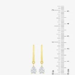 Floating Diamonds (F / Vs2) Womens 1 CT. T.W. Lab Grown White Diamond 14K Gold 23.3mm Pear Hoop Earrings