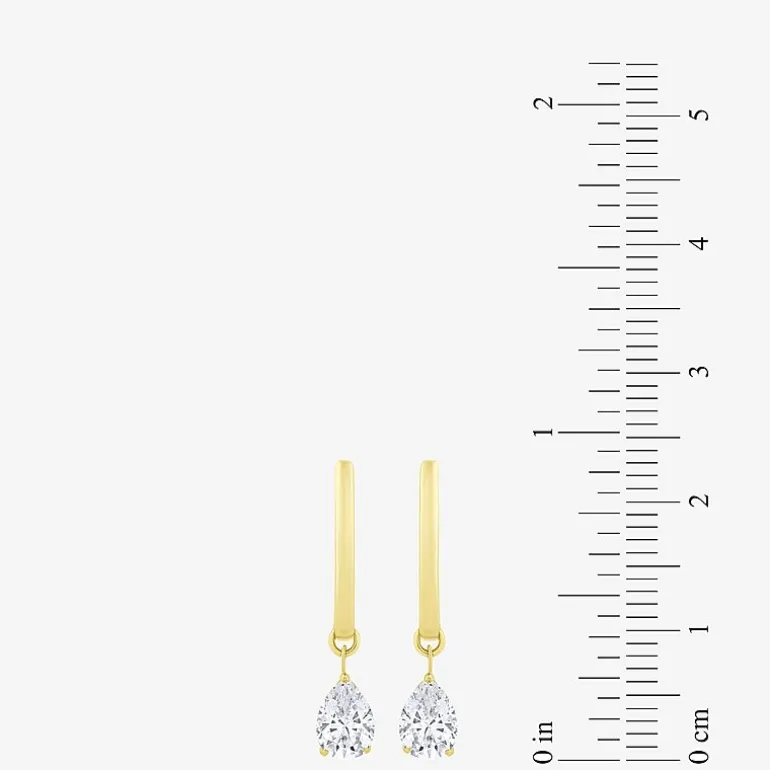 Floating Diamonds (F / Vs2) Womens 1 CT. T.W. Lab Grown White Diamond 14K Gold 23.3mm Pear Hoop Earrings