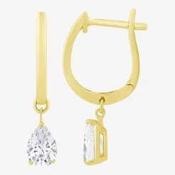 Floating Diamonds (F / Vs2) Womens 1 CT. T.W. Lab Grown White Diamond 14K Gold 23.3mm Pear Hoop Earrings