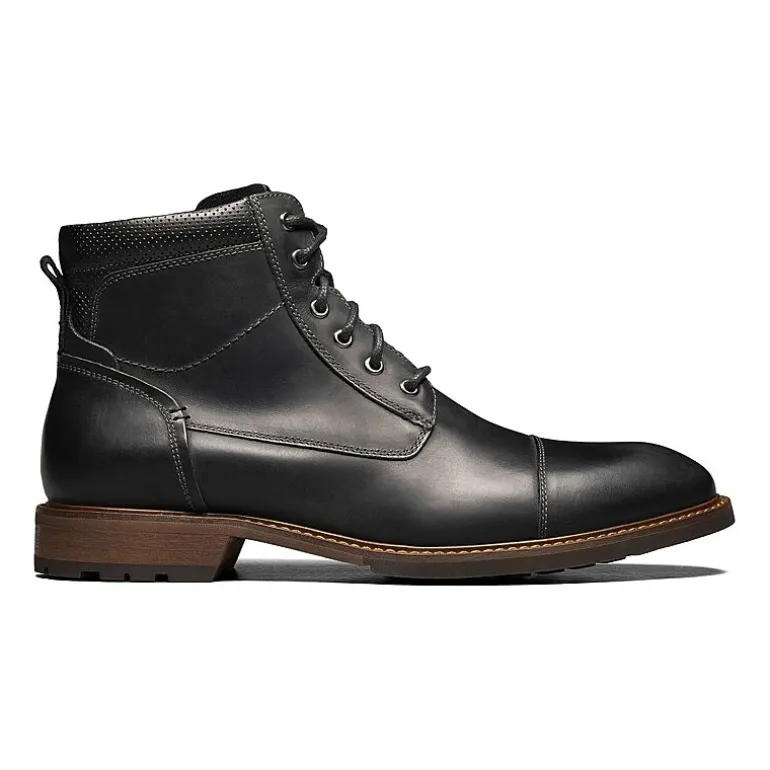 Florsheim Mens Chalet Cap Toe Stacked Heel Lace Up Boots