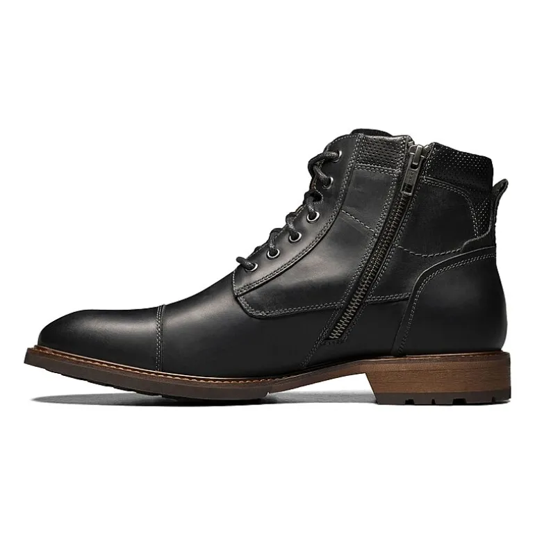 Florsheim Mens Chalet Cap Toe Stacked Heel Lace Up Boots