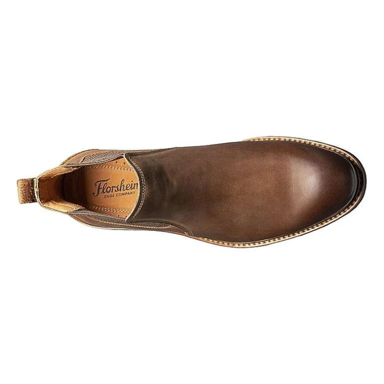 Florsheim Mens Chalet Plain Toe Gore Stacked Heel Chelsea Boots