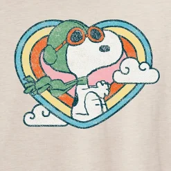 Fly Like A Beagle Womens Juniors Crew Neck Short Sleeve Oversized Peanuts Snoopy Graphic T-Shirt