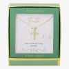 Footnotes Faith Womens Cubic Zirconia 14K Gold Over Brass Cross 2-pc. Jewelry Set