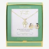 Footnotes Faith Womens Cubic Zirconia 14K Gold Over Brass Cross 2-pc. Jewelry Set
