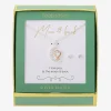 Footnotes Love Womens Cubic Zirconia 14K Gold Over Brass Pure Silver Over Brass Heart Moon 2-pc. Jewelry Set