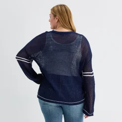 Forever 21 Juniors Plus Womens V Neck Long Sleeve Pullover Sweater