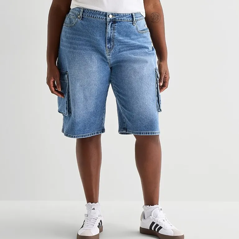 Forever 21 Womens High Rise Juniors Plus Cargo Short