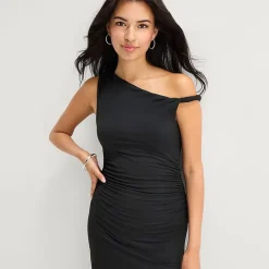 Forever 21 Womens Juniors Asymmetrical Neck Sleeveless Bodycon Dress