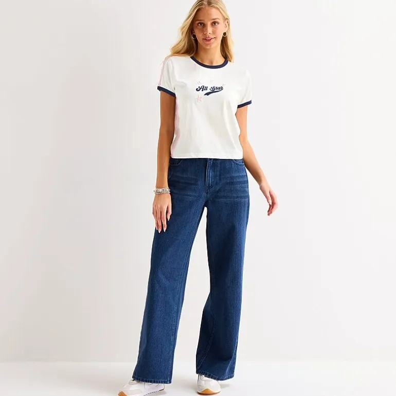 Forever 21 Womens Juniors Crew Neck Short Sleeve Regular Fit Graphic T-Shirt