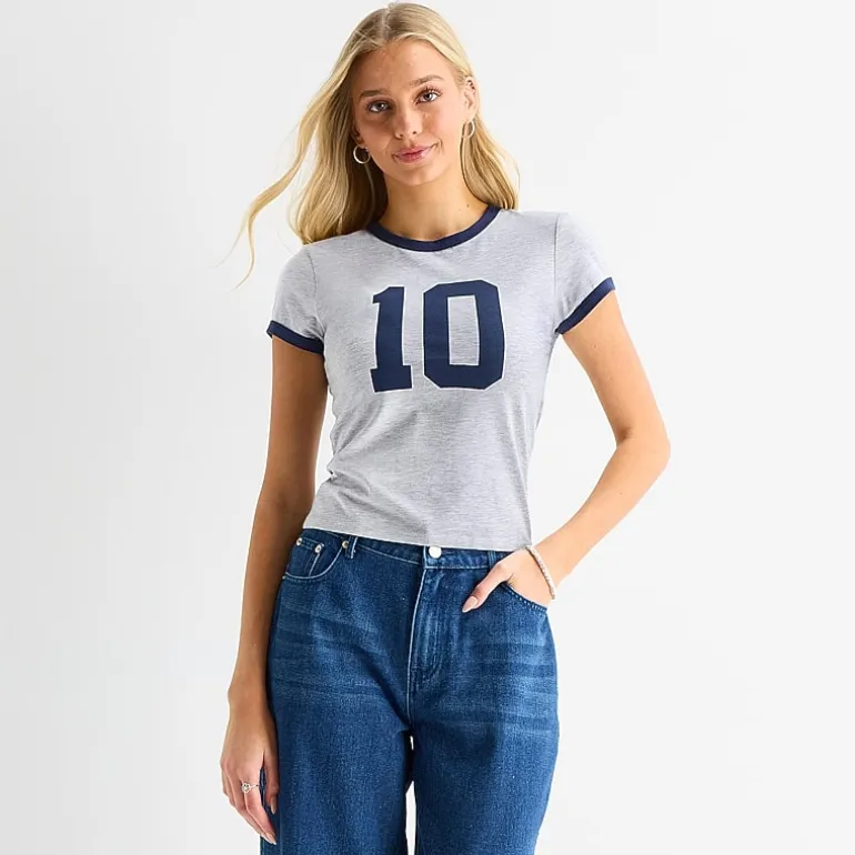 Forever 21 Womens Juniors Crew Neck Short Sleeve Regular Fit Graphic T-Shirt