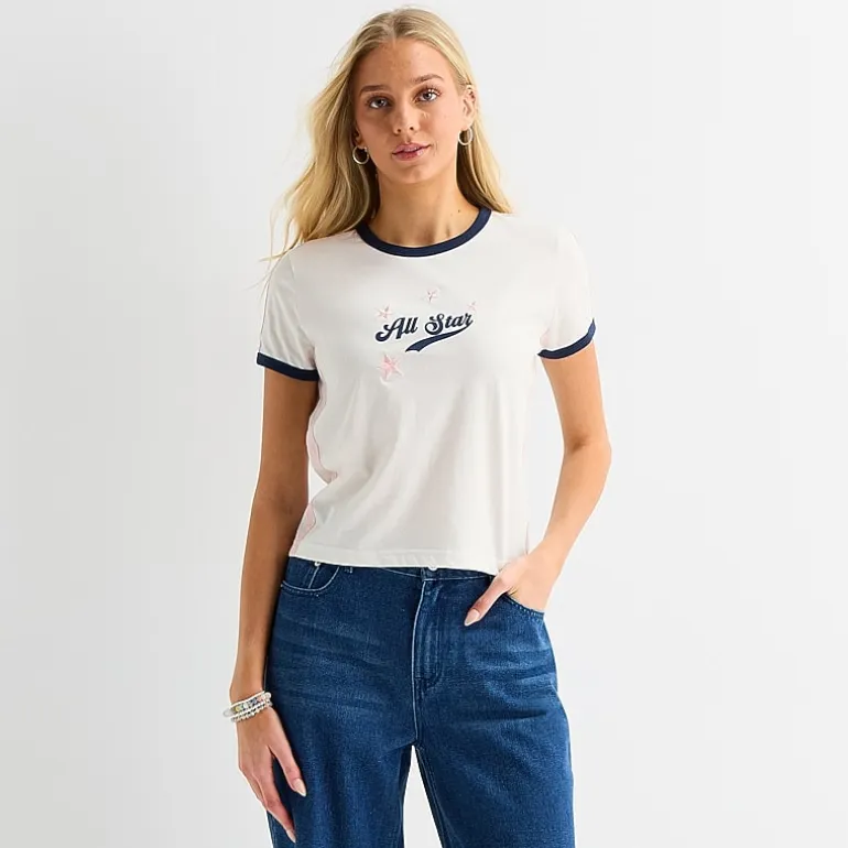 Forever 21 Womens Juniors Crew Neck Short Sleeve Regular Fit Graphic T-Shirt