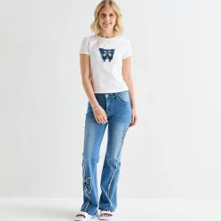 Forever 21 Womens Juniors Crew Neck Short Sleeve Regular Fit Graphic T-Shirt