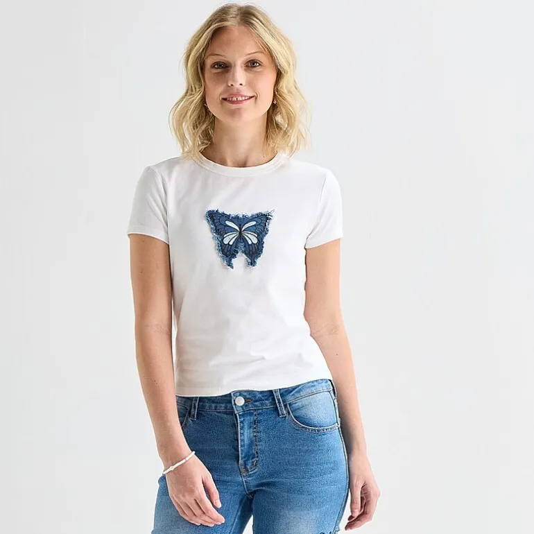 Forever 21 Womens Juniors Crew Neck Short Sleeve Regular Fit Graphic T-Shirt