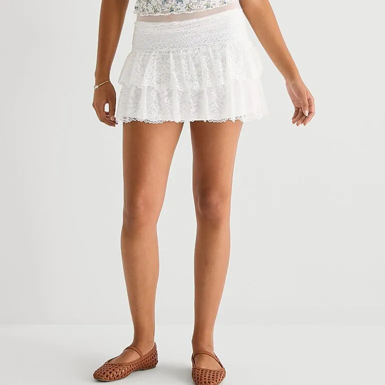 Forever 21 Womens Juniors Low Rise Mini Flared Skirt